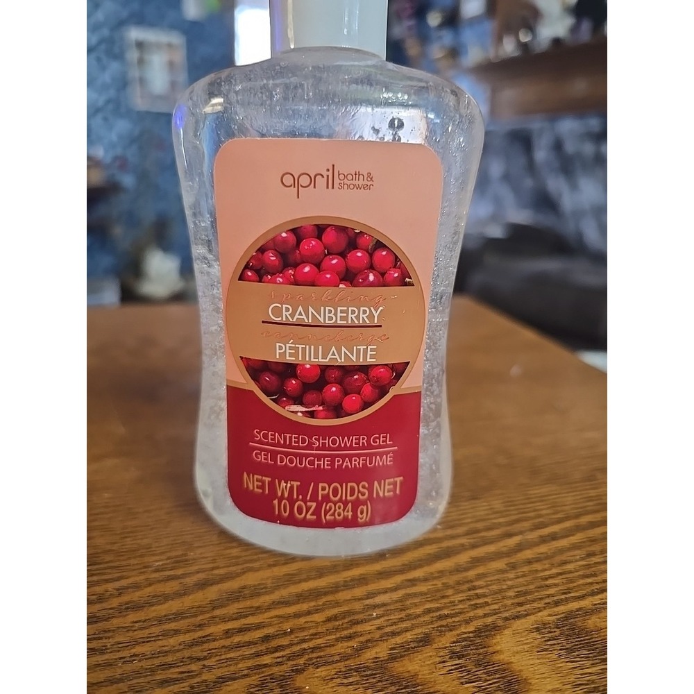 April Bath & Shower Sparkling Cranberry Scented Shower Gel-10oz-New/DC